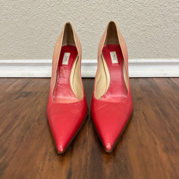 PRADA Capretto Pumps Pink Ombre Leather Pointed Heels Stiletto - Picture 2 of 13